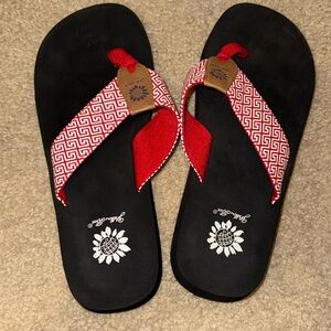 Yellow Box flip flops new condition